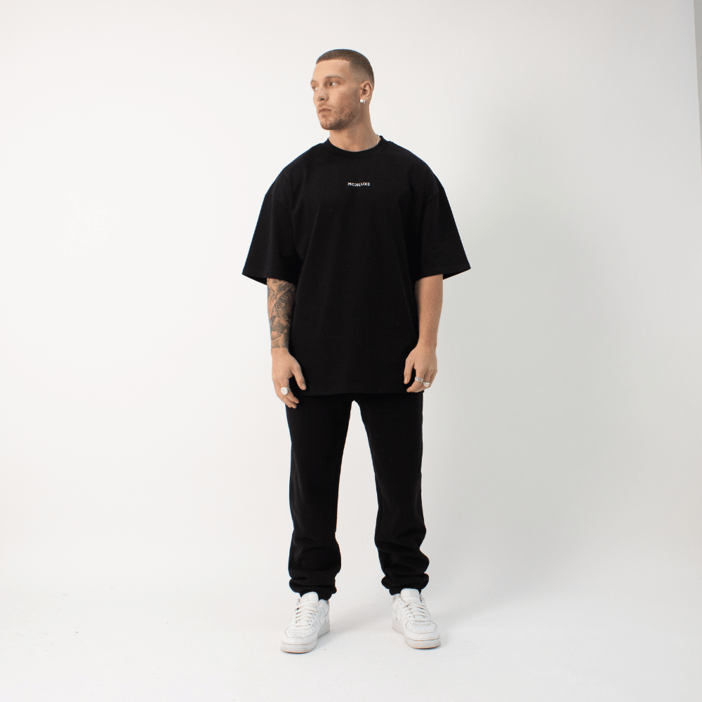 Premium Embossed Oversized Tee - Black