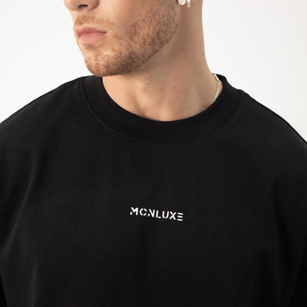 Premium Embossed Oversized Tee - Black