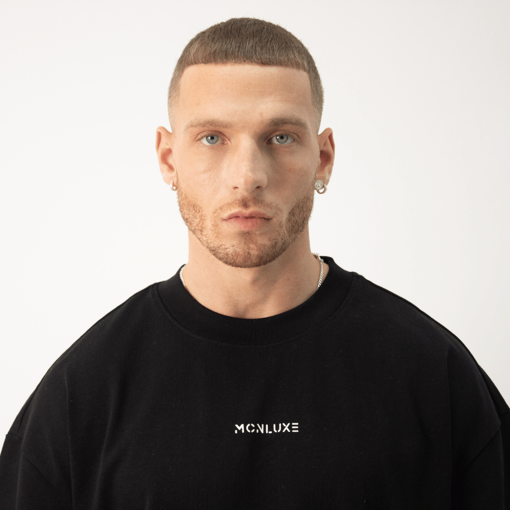 Premium Embossed Oversized Tee - Black