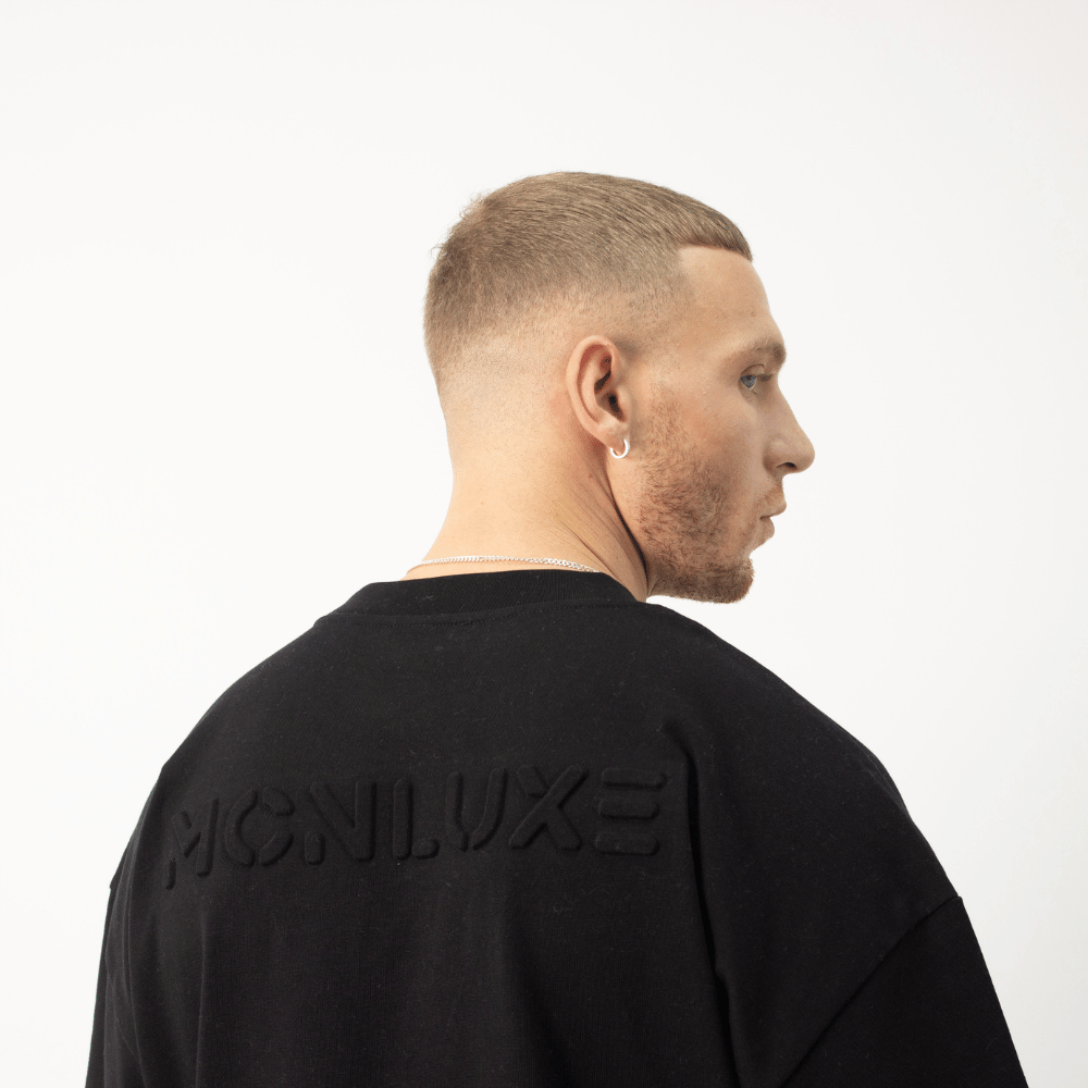 Premium Embossed Oversized Tee - Black