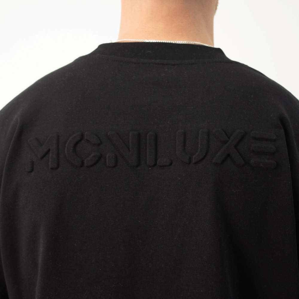 Premium Embossed Oversized Tee - Black