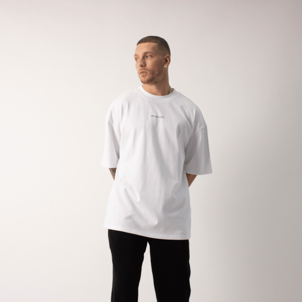 Premium Embossed Oversized Tee - White