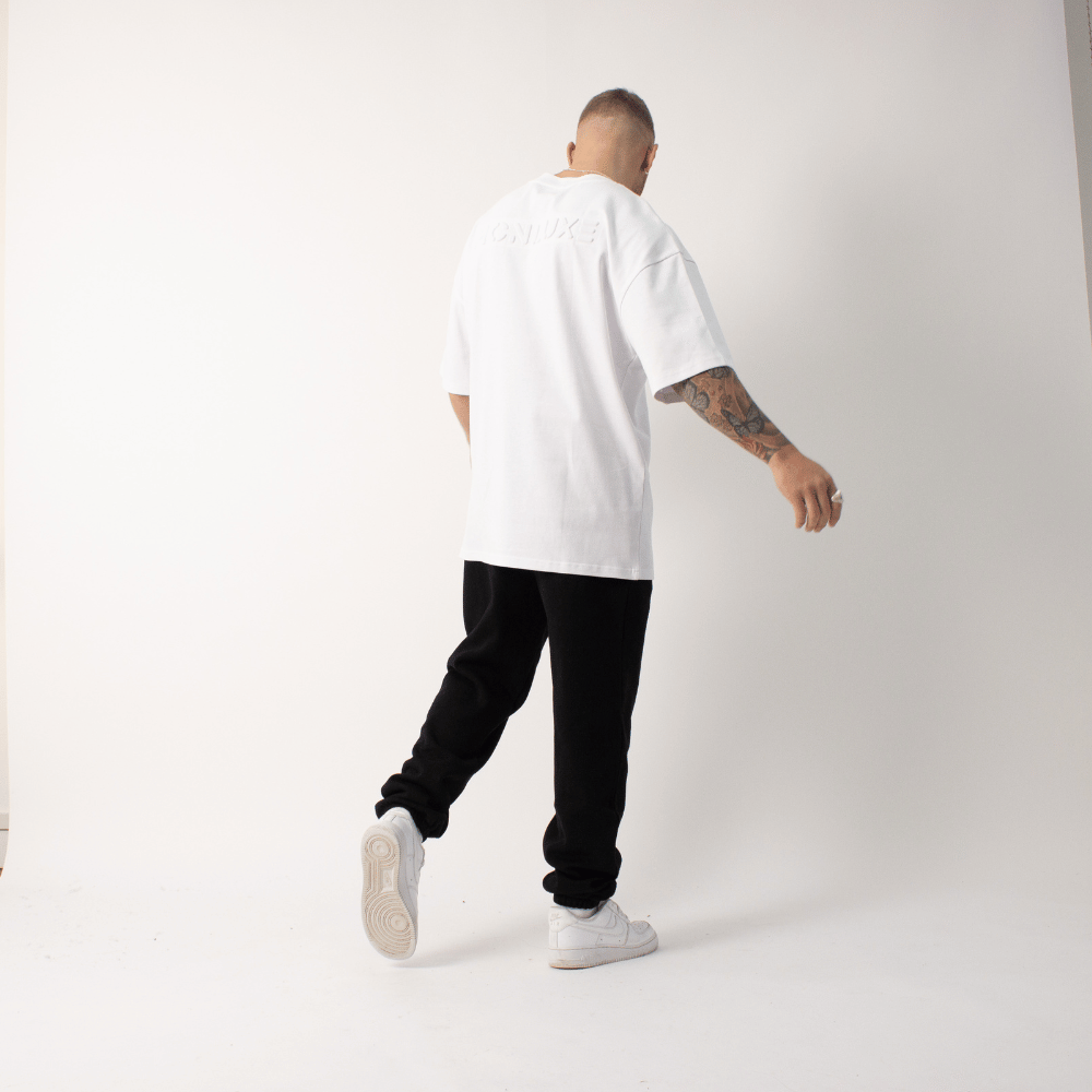 Premium Embossed Oversized Tee - White