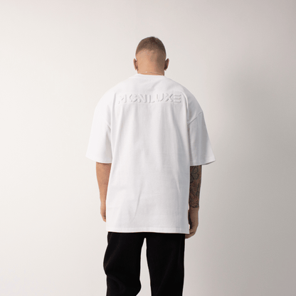 Premium Embossed Oversized Tee - White