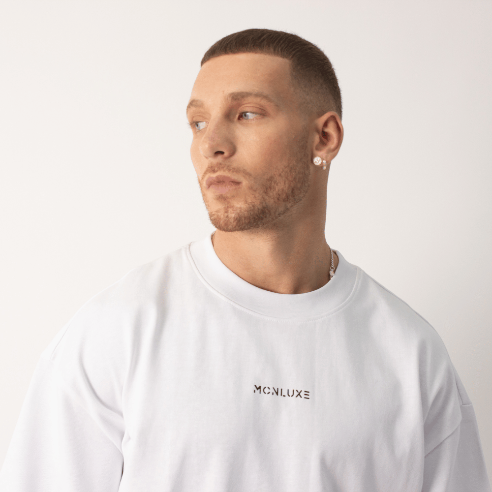 Premium Embossed Oversized Tee - White