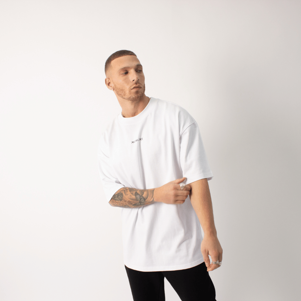 Premium Embossed Oversized Tee - White