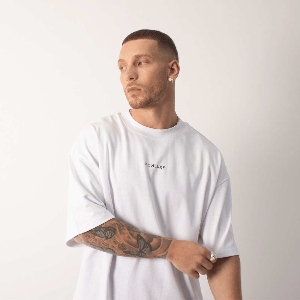 Premium Embossed Oversized Tee - White