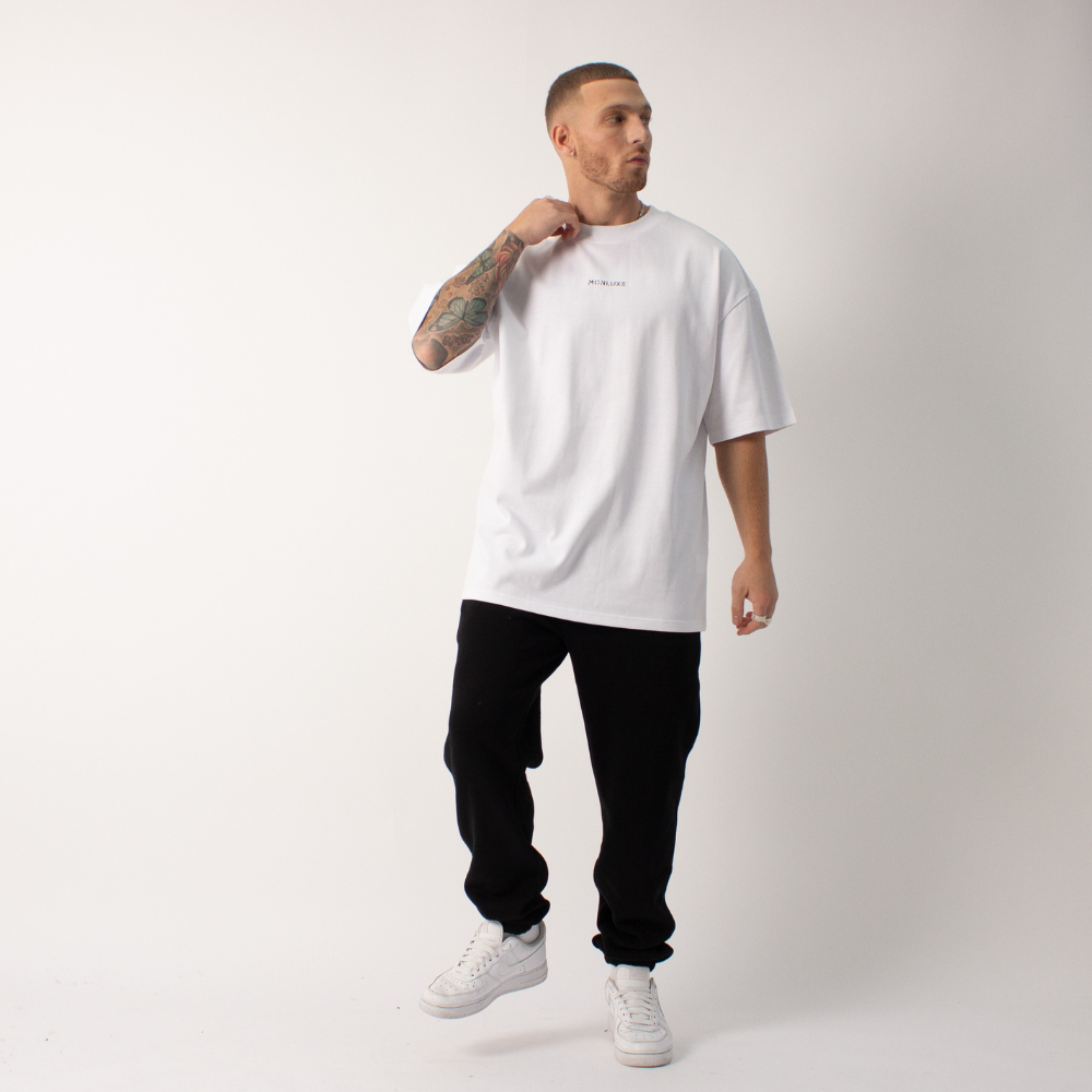 Premium Embossed Oversized Tee - White