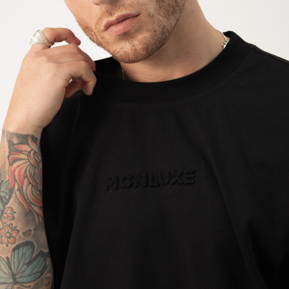 Premium Embossed Slim Fit Tee - Black