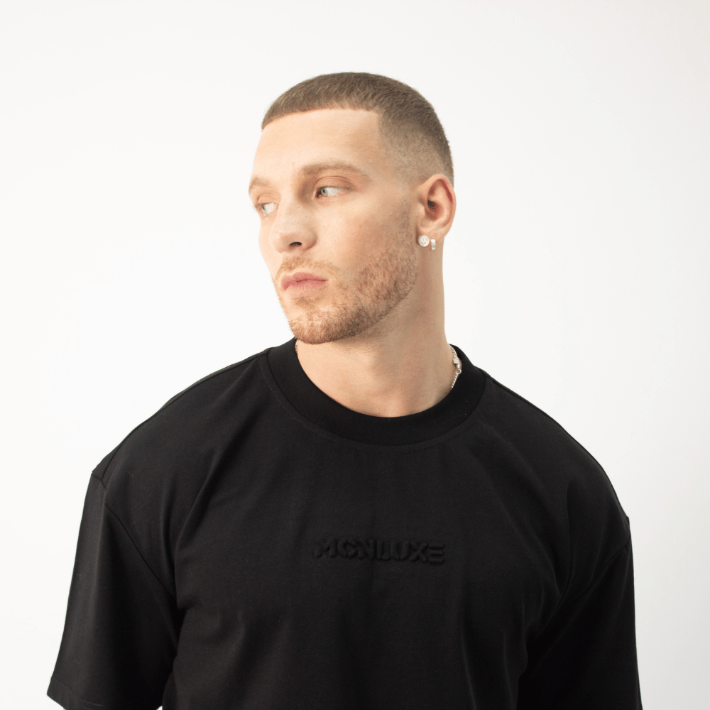 Premium Embossed Slim Fit Tee - Black