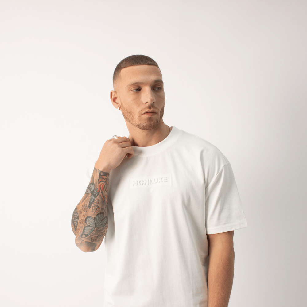 Premium Embossed Slim Fit Tee - White